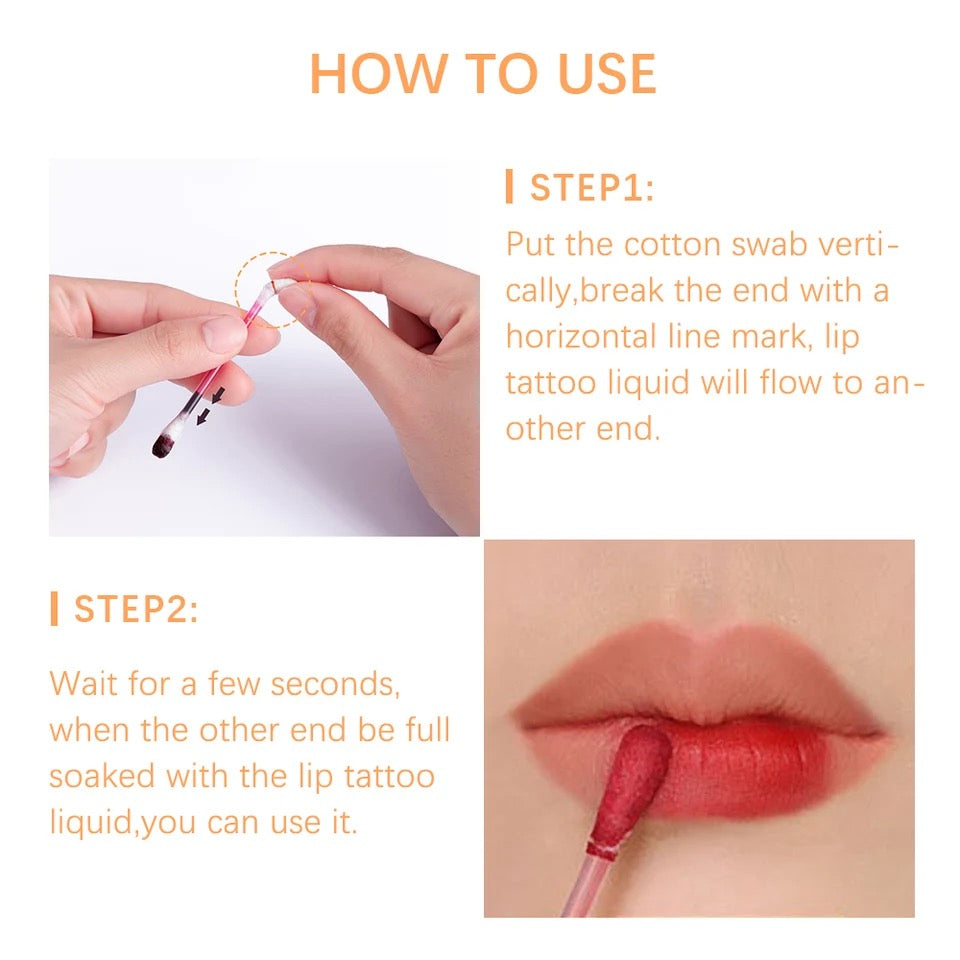 Lip tint Cotton Swab (Lip glaze) waterproof and long lasting color