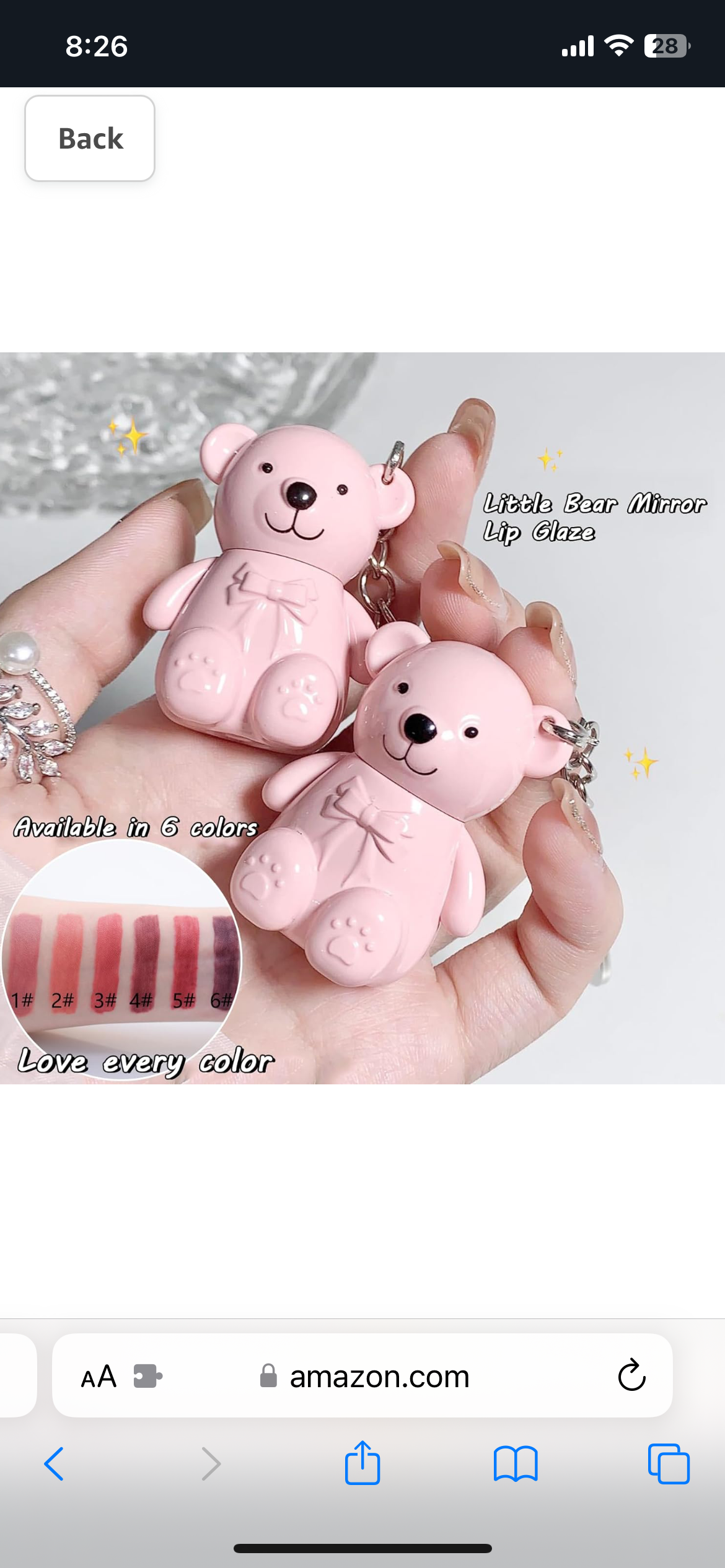 Teddy  Shimmery Lip Gloss keychain 2 PCs (assorted colors)