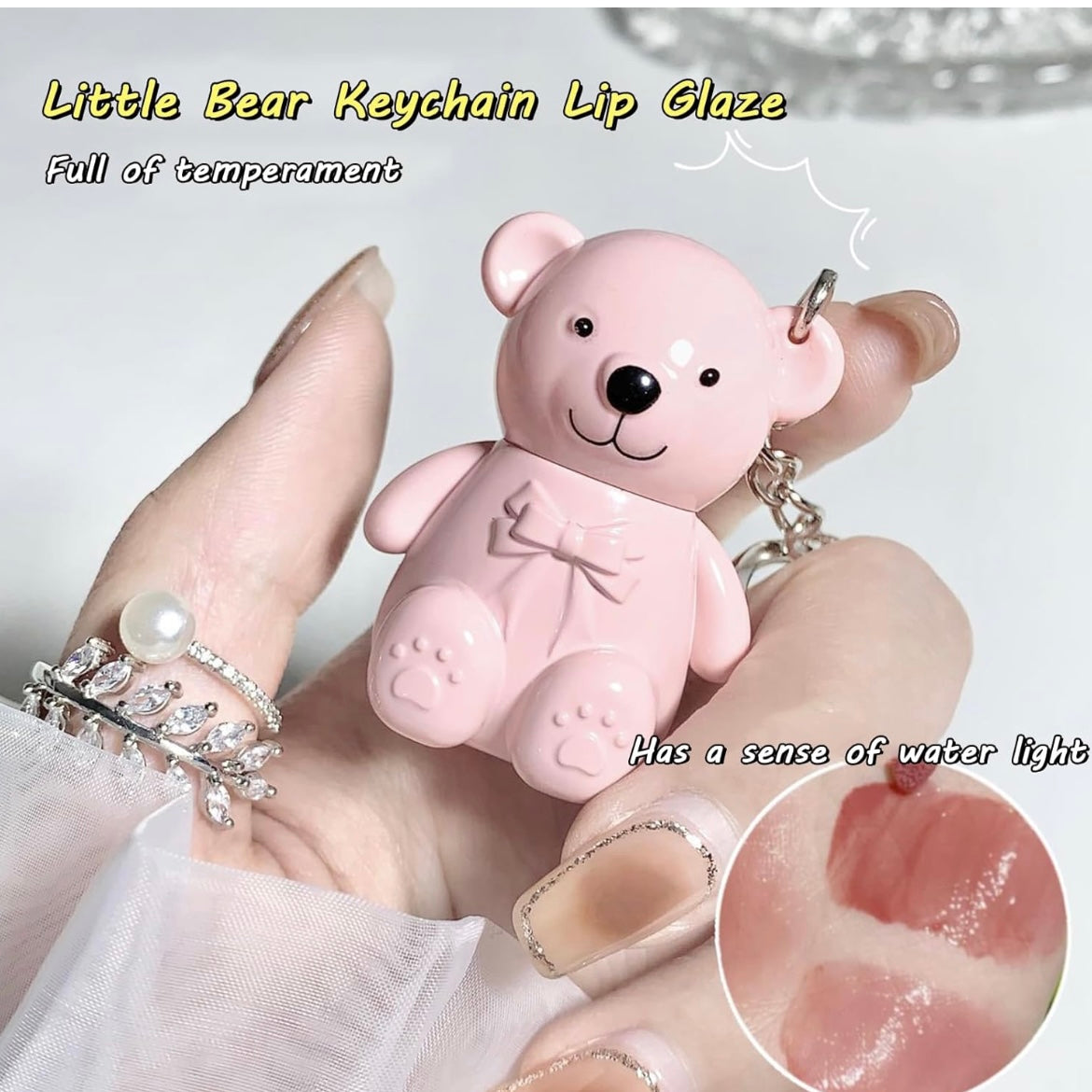 Teddy  Shimmery Lip Gloss keychain 2 PCs (assorted colors)