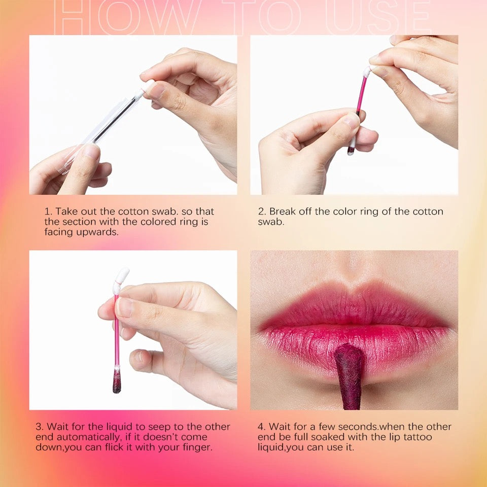 Lip tint Cotton Swab (Lip glaze) waterproof and long lasting color