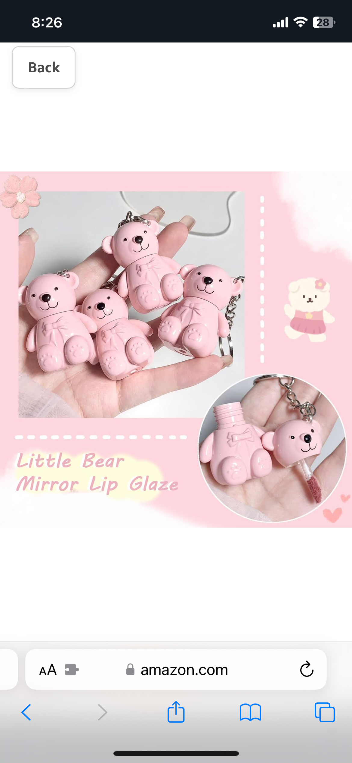 Teddy  Shimmery Lip Gloss keychain 2 PCs (assorted colors)