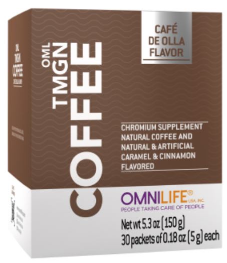 OML TMGN Coffee Chromium Supplement Natural Coffee Caramel & Cinnamon Flavored (Café de Olla Flavor)