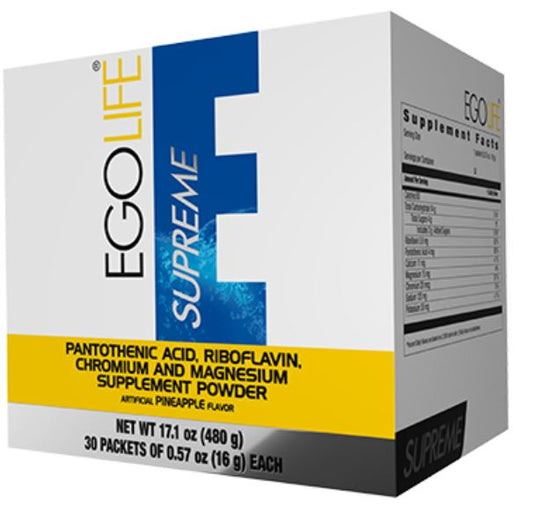 Omnilife EGO Life SUPREME Pantothenic Acid, Riboflavin, Chromium and Magnesium Supplement Powder (Box with 30 sachets 16 gr ea.)