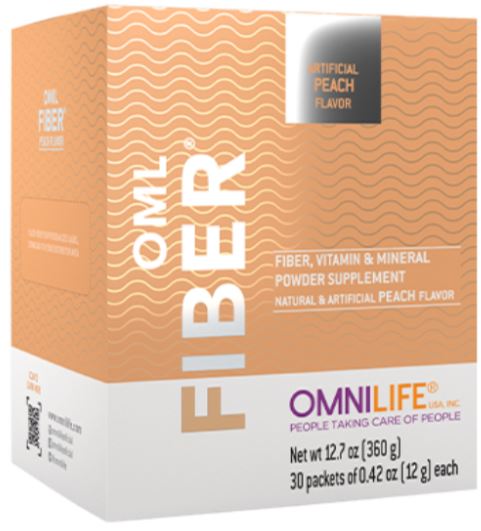 OML FIBER (30 sachets Box) Peach Flavored Probiotic Drink with Vitamins, Fiber and Minerals