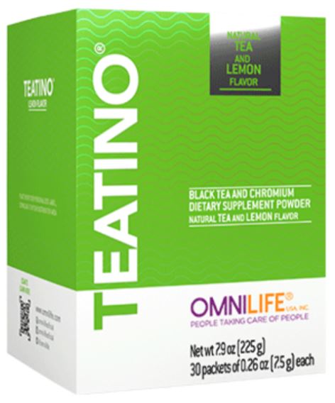 Omnilife TEATINO Black tea and Chromium Dietary Supplement Powder Natural tea and Lemon Flavor (Box with 30 sachets 8 gr ea.)