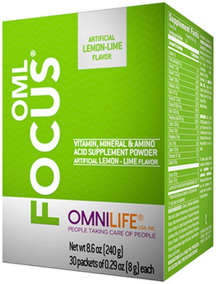 Omnilife Focus Energy Drink Vitamins, Minerals and Amino acids. Box w/30 sachets Total 240gr