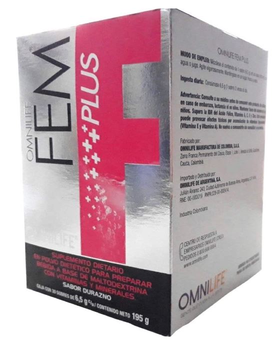 Omnilife Fem Plus Dietary Supplement - Helps Support Healthy Hormonal Balance - Relieves Hot Flashes - Antioxidant Powder Supplement - (30 Sachets)